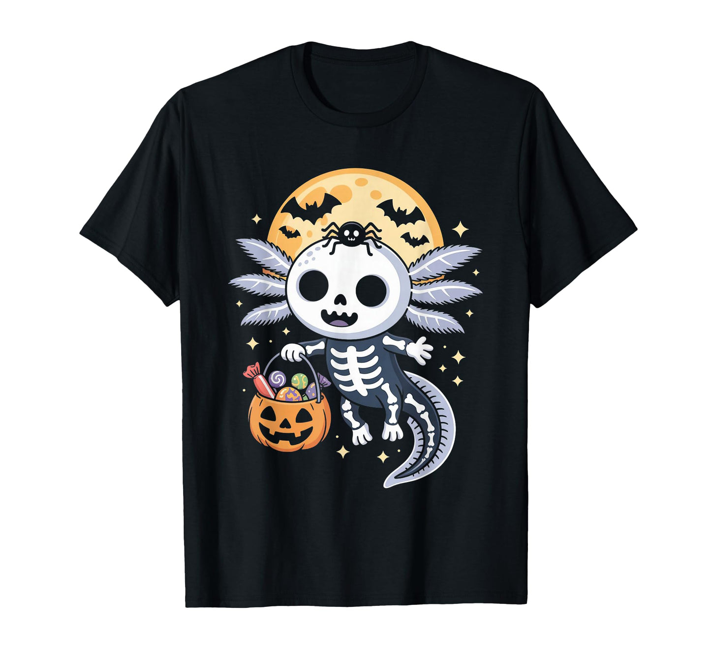 Funny Axolotl Skeleton Halloween Costume Spooky Boys Girls T-Shirt