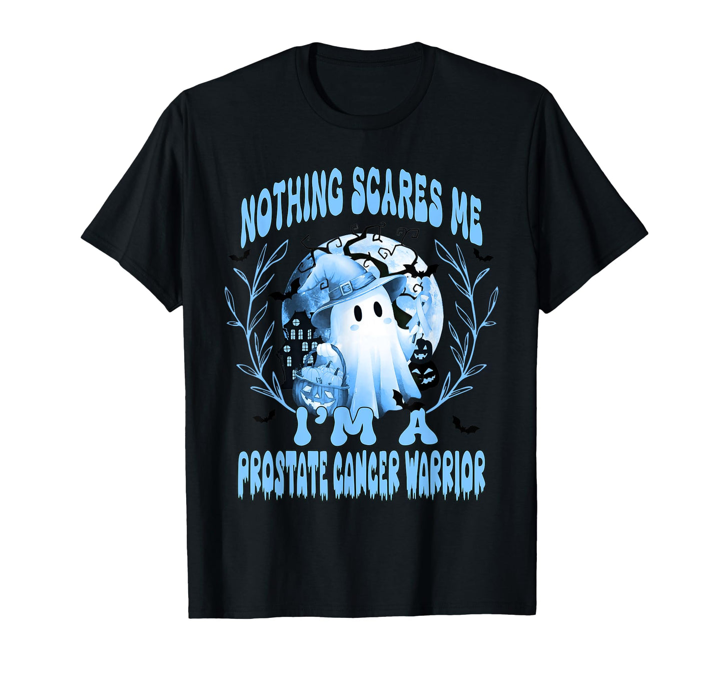 Halloween Prostate Cancer Nothing Scares Me Boo Blue Ribbon T-Shirt