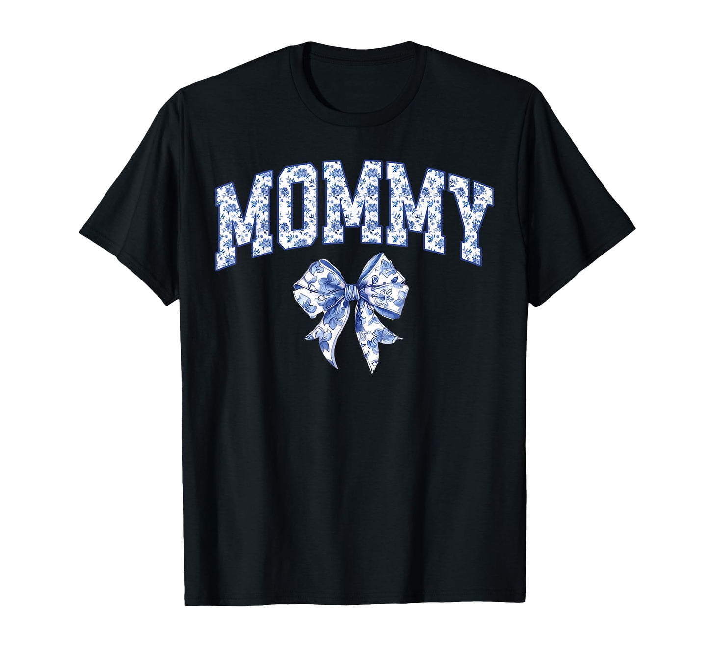 Mommy Coquette Toile Blue Bow Floral Family Matching T-Shirt