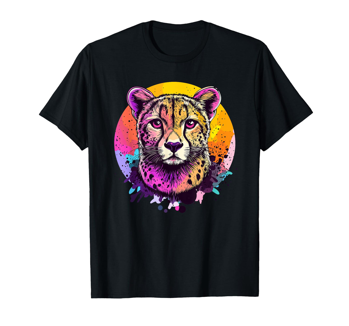 Colorful Cheetah Face in Artistic Colors T-Shirt