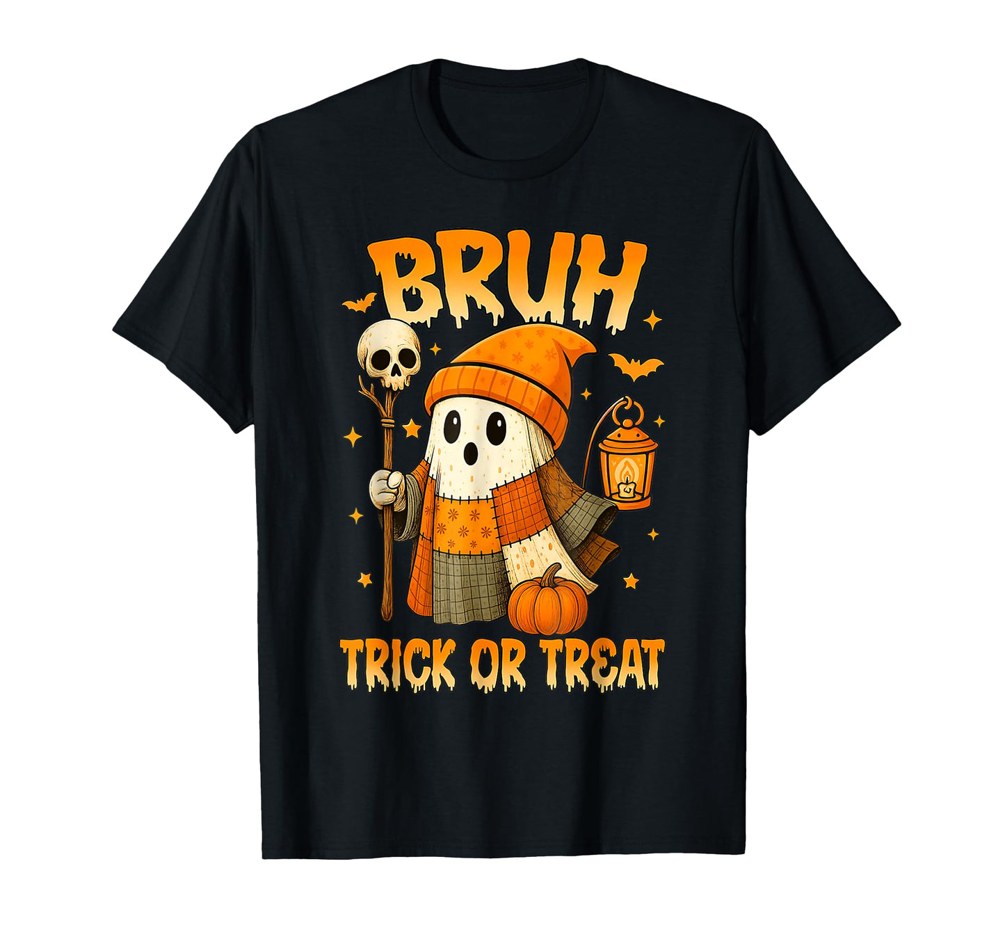 Bruh Trick or Treat Funny Cute Ghost Meme Halloween Costume T-Shirt