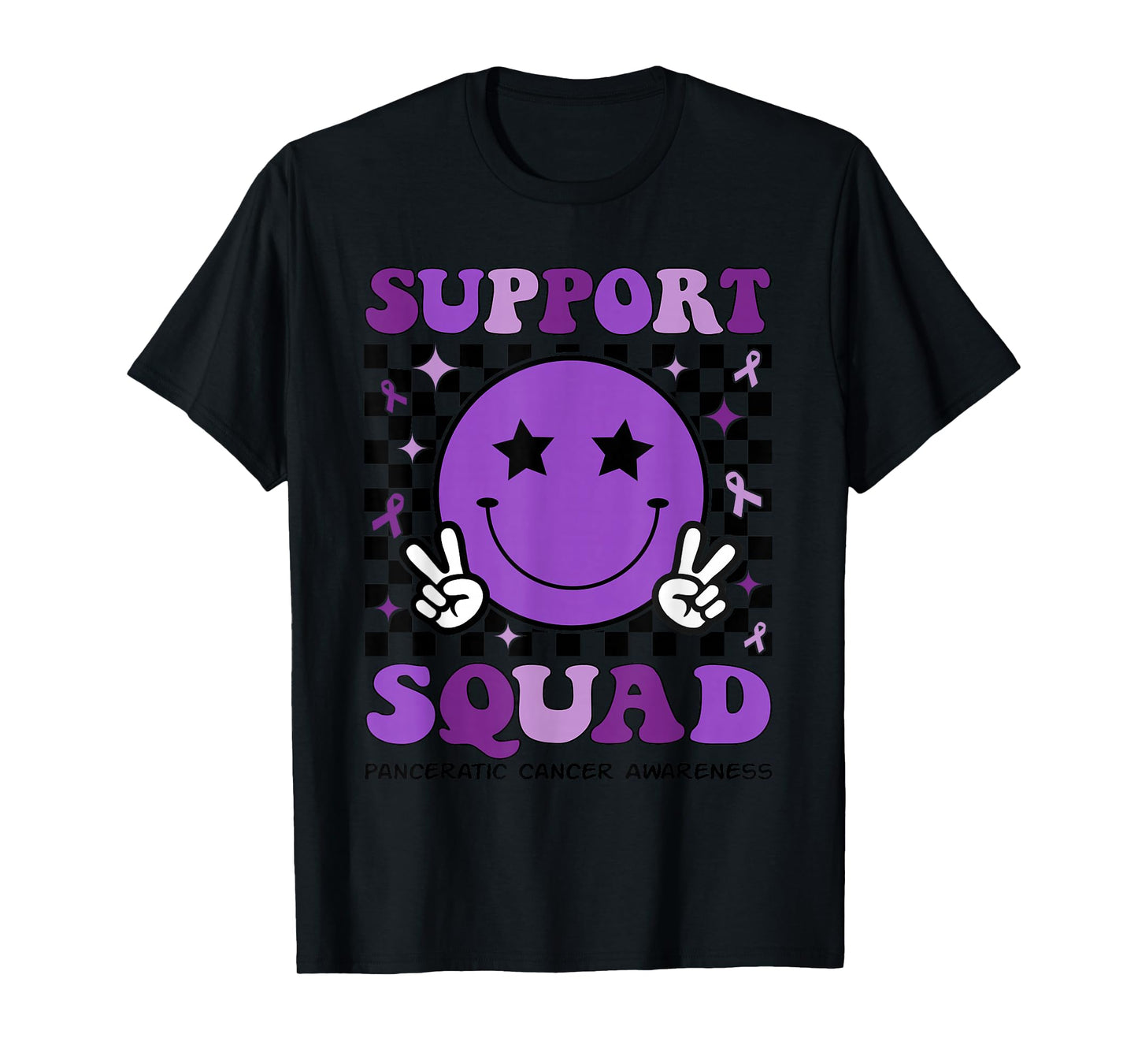 Support Squad Purple Ribbon Pancreatic Cancer Awareness T-Shirt