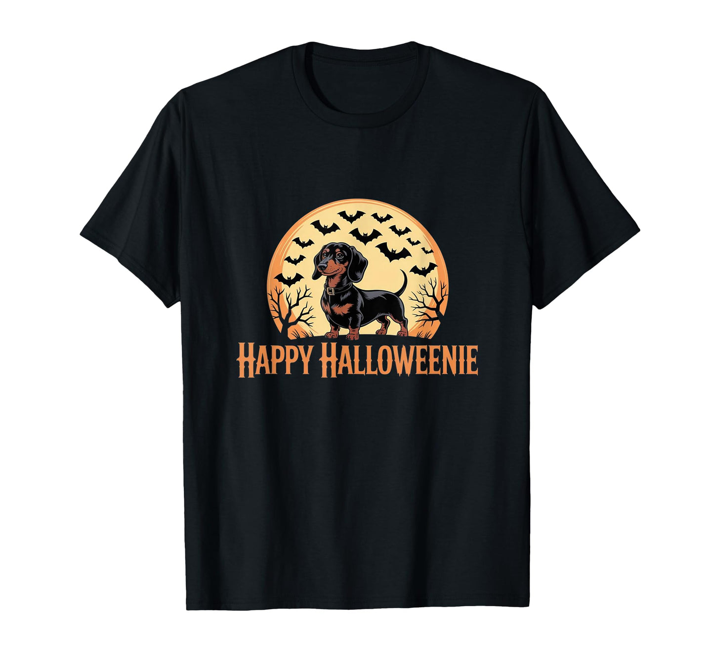 Happy Halloweenie – Spooky Dachshund Moon T-Shirt