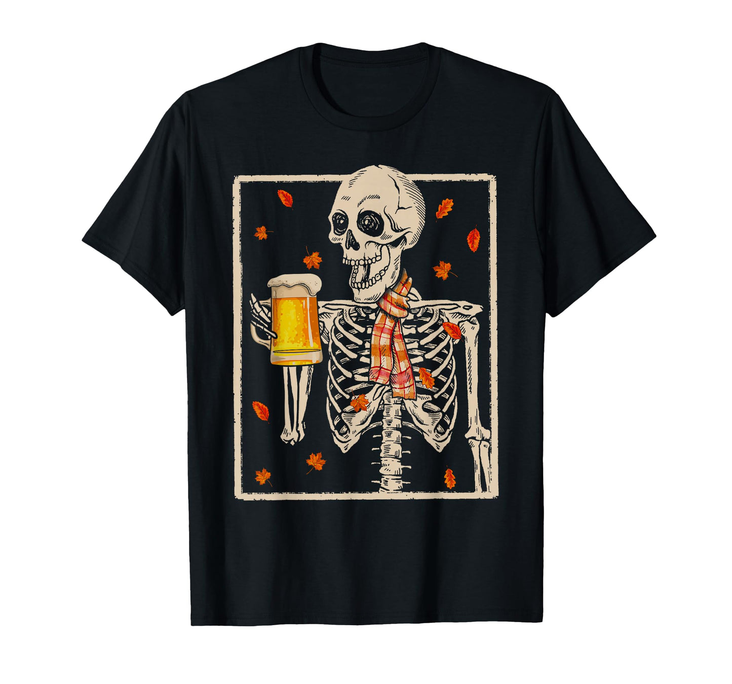 Skeleton Drink Beer Spooky Season Fall Halloween Costume T-Shirt