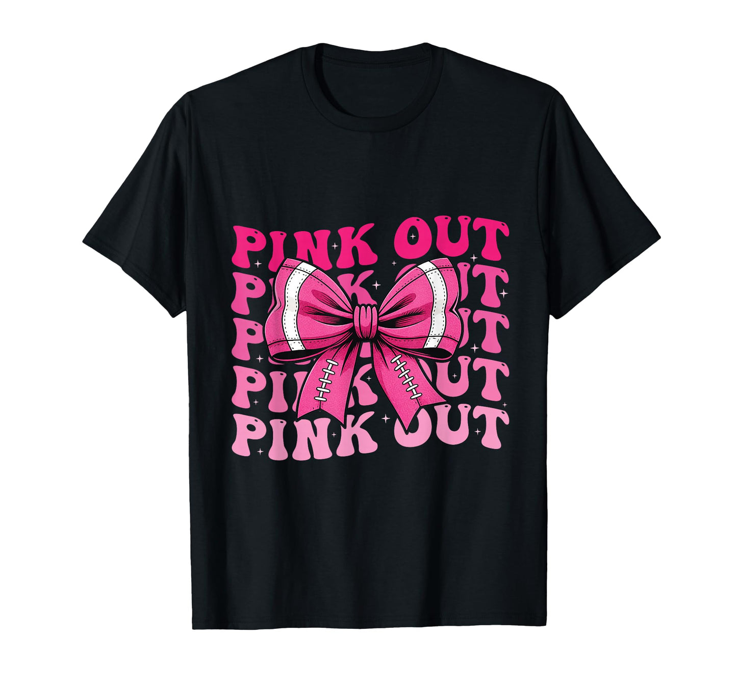 Pink Out Football Bow Breast Cancer Coquette Bow Women Girl T-Shirt