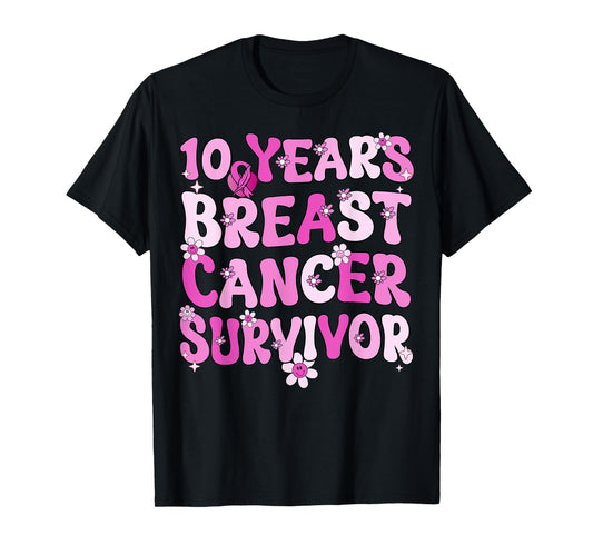 10 Years Breast Cancer Survivor Breast Cancer Awareness T-Shirt