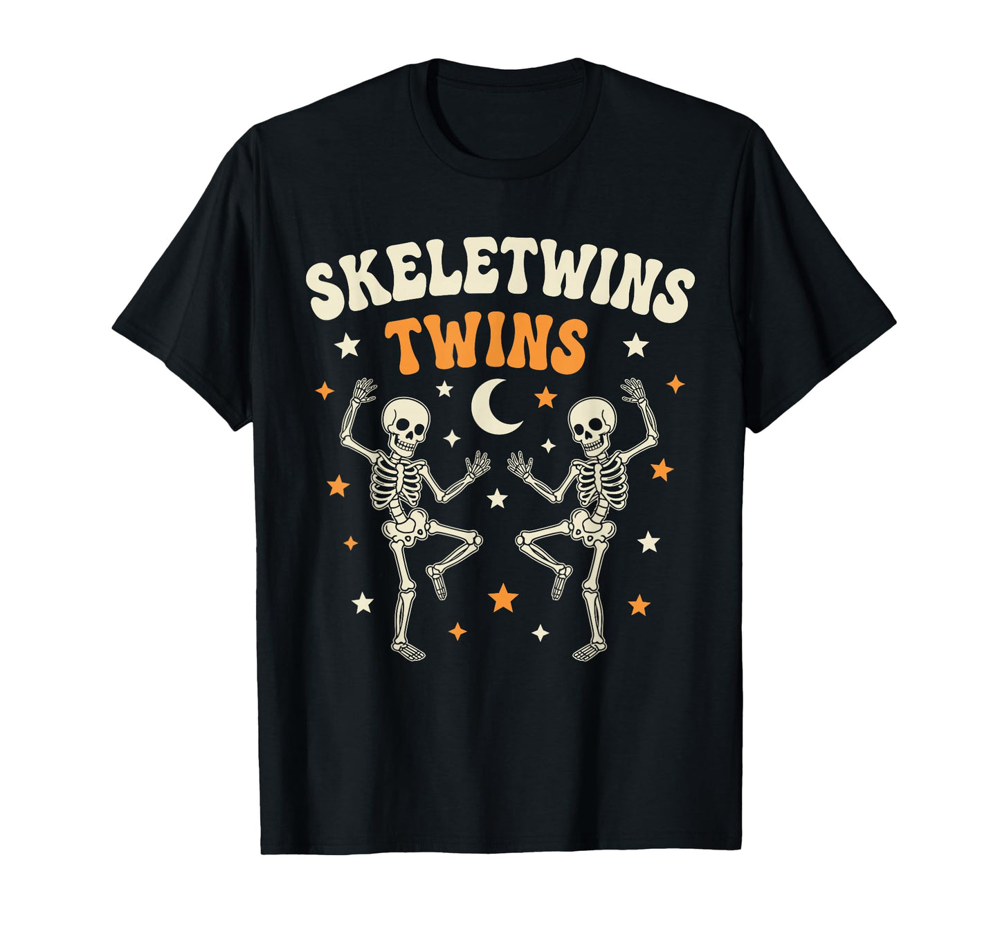Twins Halloween Matching Funny Dancing Skeletons Skeletwins T-Shirt