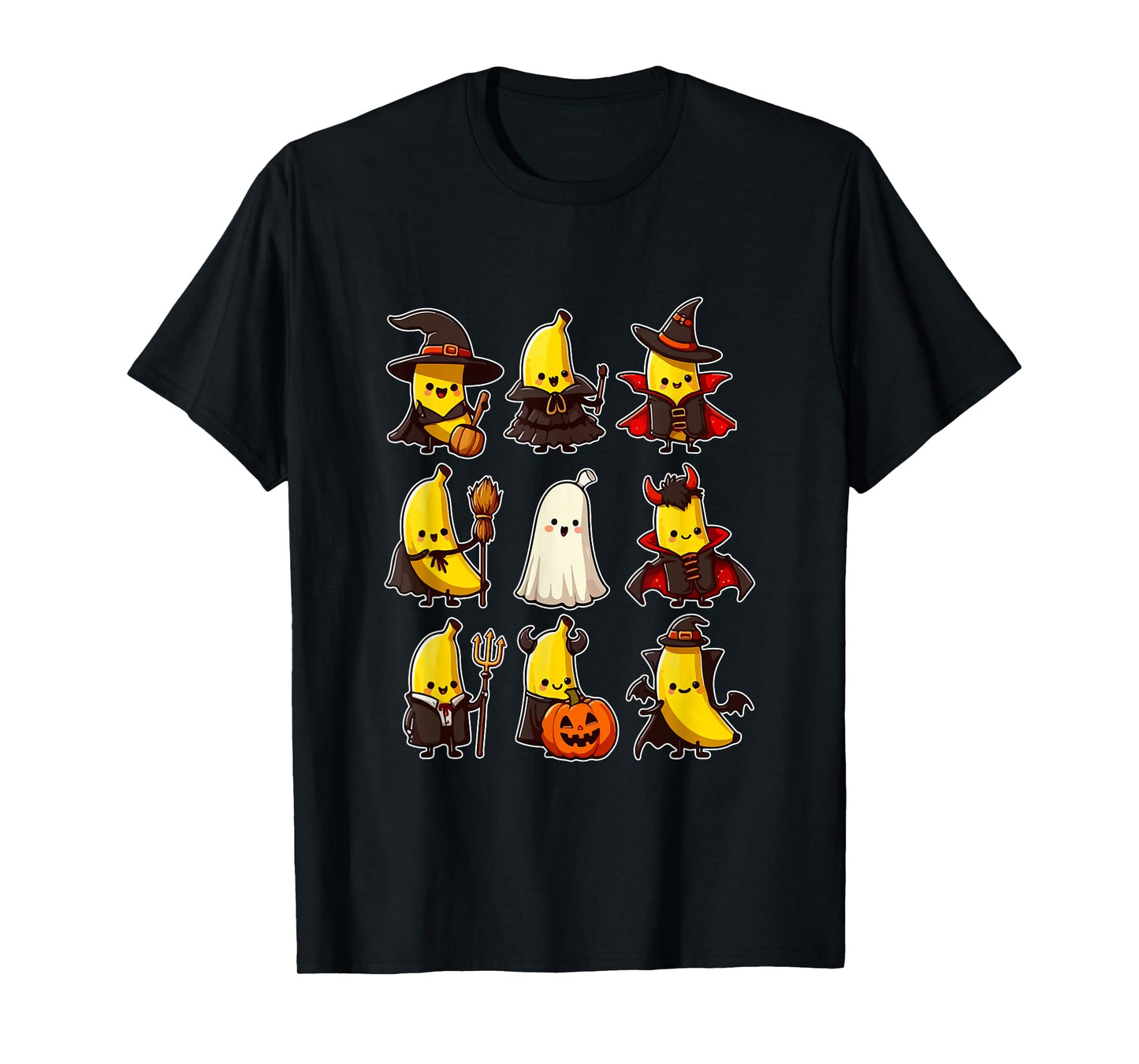 Group Bananas Cosplay Witch Boo Ghosts Halloween Vegetarian T-Shirt