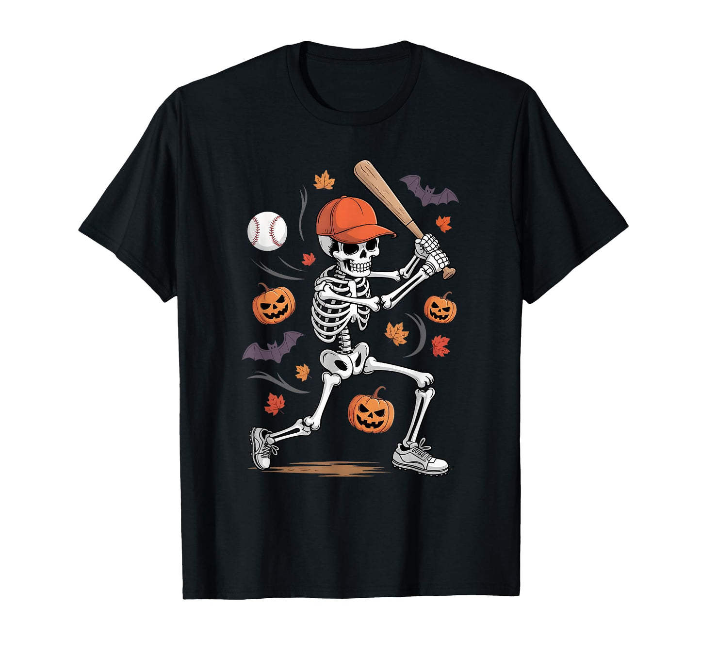 Skeleton Baseball Halloween Costume Funny Men Boys Kids Tee T-Shirt
