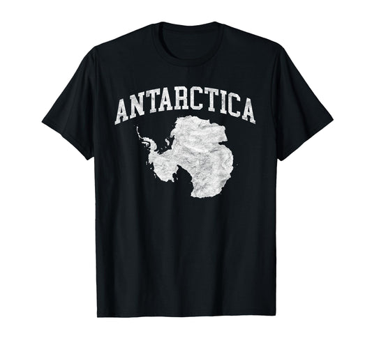 Antarctic Map Minimalist Distressed Vintage 80s T-Shirt
