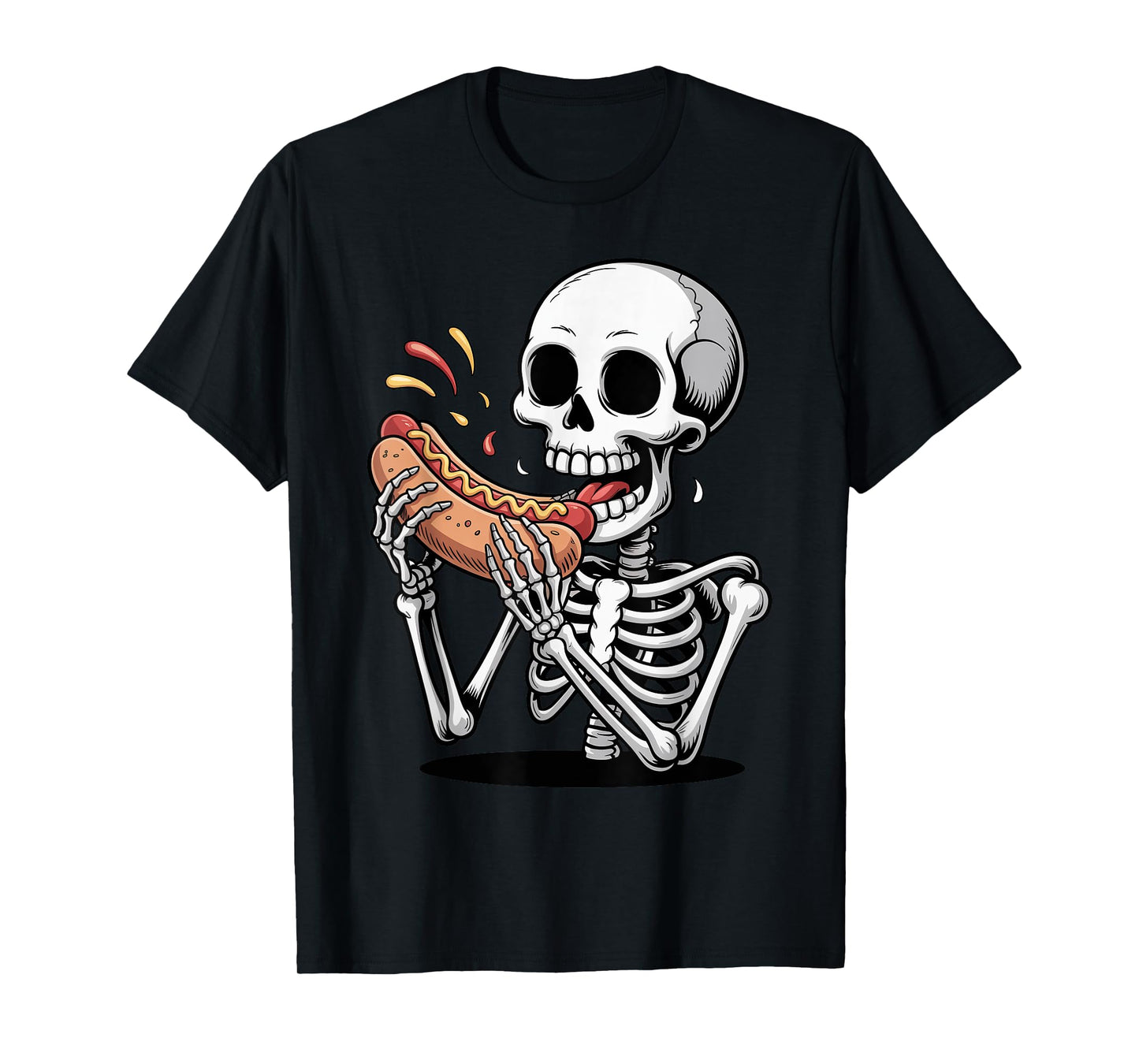 Halloween Creepy Skeleton Eating Hot Dog Trick or Treat Kids T-Shirt