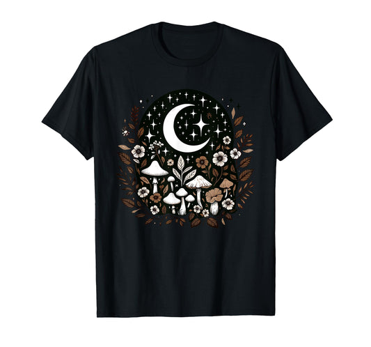 Cottagecore Mushroom & Goblincore Moon Aesthetic, Flowers T-Shirt
