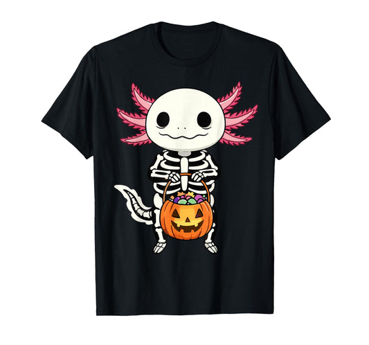 Axolotl Skeleton Halloween T-Shirt