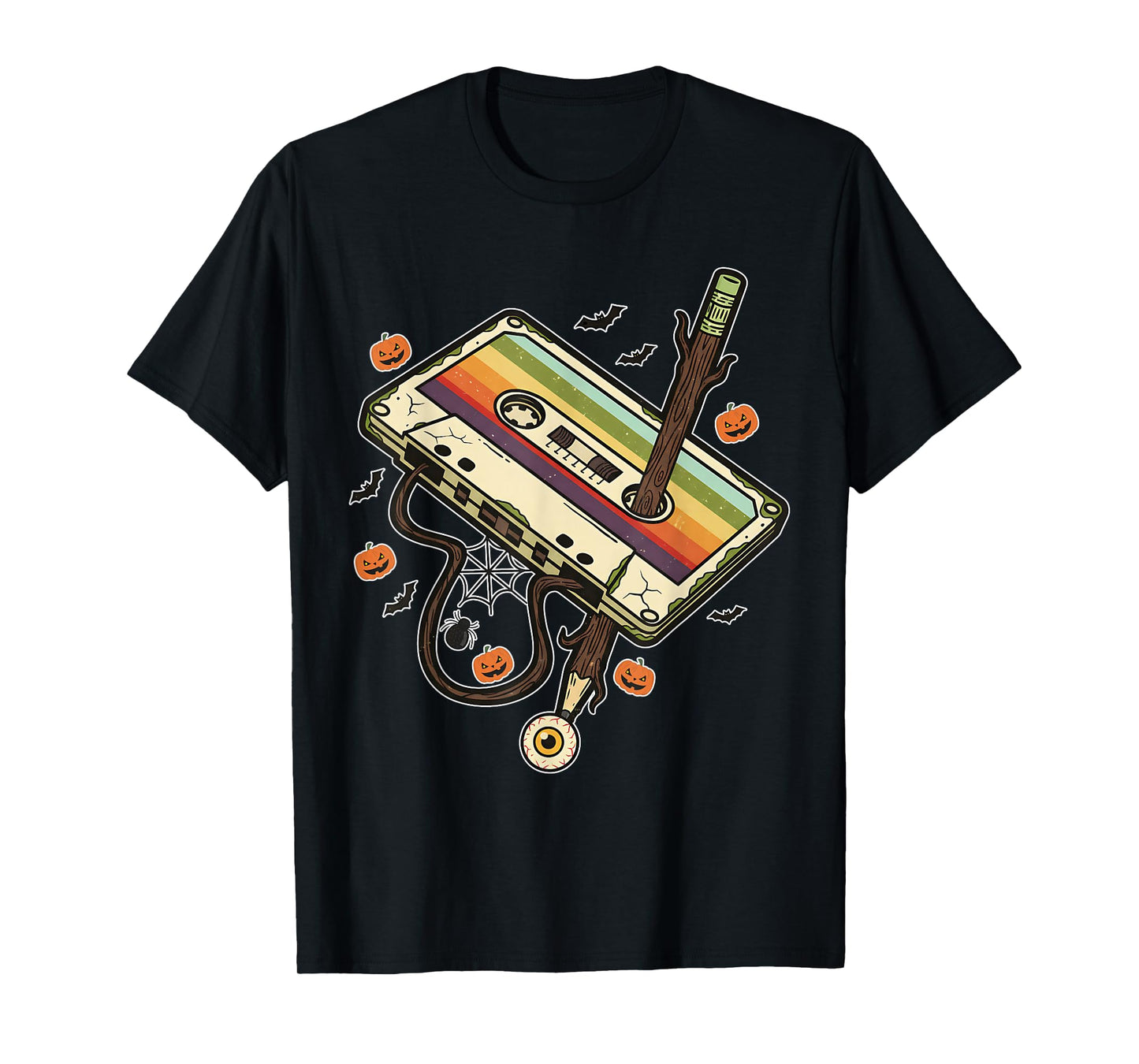 Retro Halloween Cassette Scary Spooky Music Horror Men Women T-Shirt