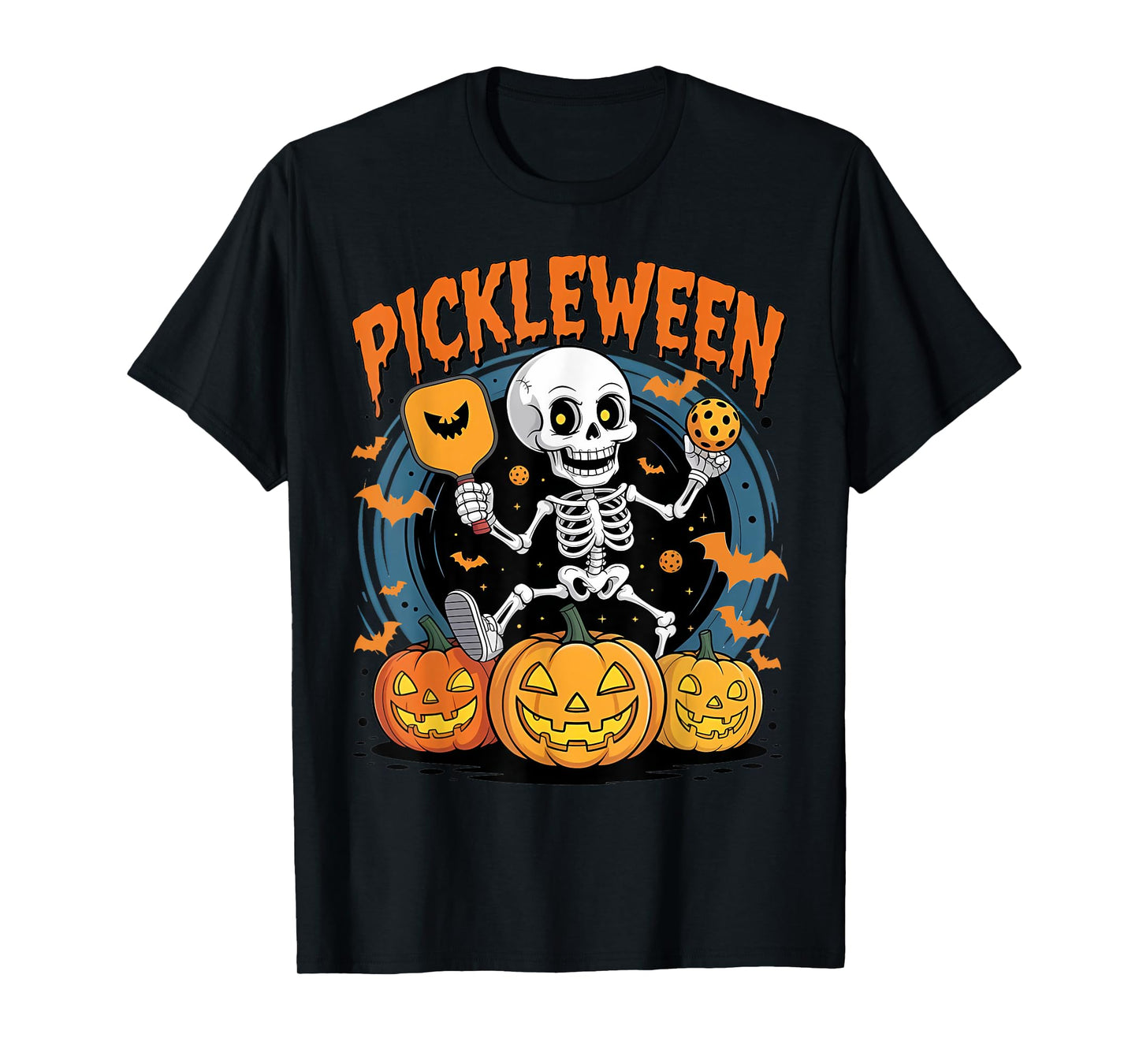 Pickleween Pickleball Halloween Costume Skeleton Men Women T-Shirt