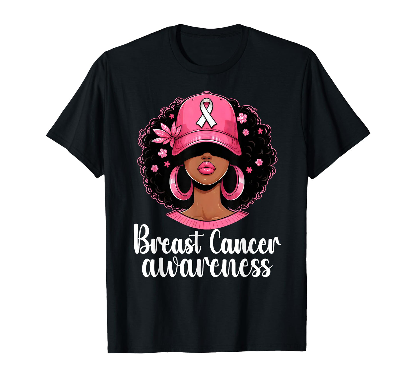 In October We Wear Pink Black Woman Breast Cancer Awareness T-Shirt