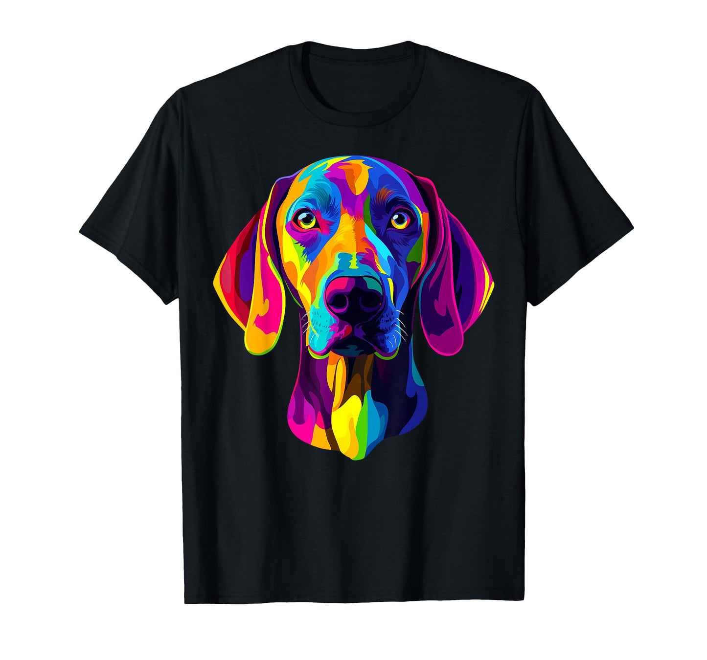 Colorful Weimaraner Face Rainbow Dog Lover Men Women Black T-Shirt