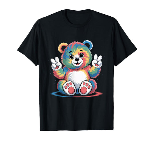 Bear Stuff Bears Tie Dye Frog Peace Sign Hippie Bear Lovers T-Shirt