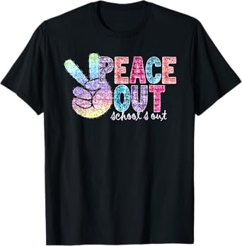 peace sign hand out school’s out happy last day of school T-Shirt