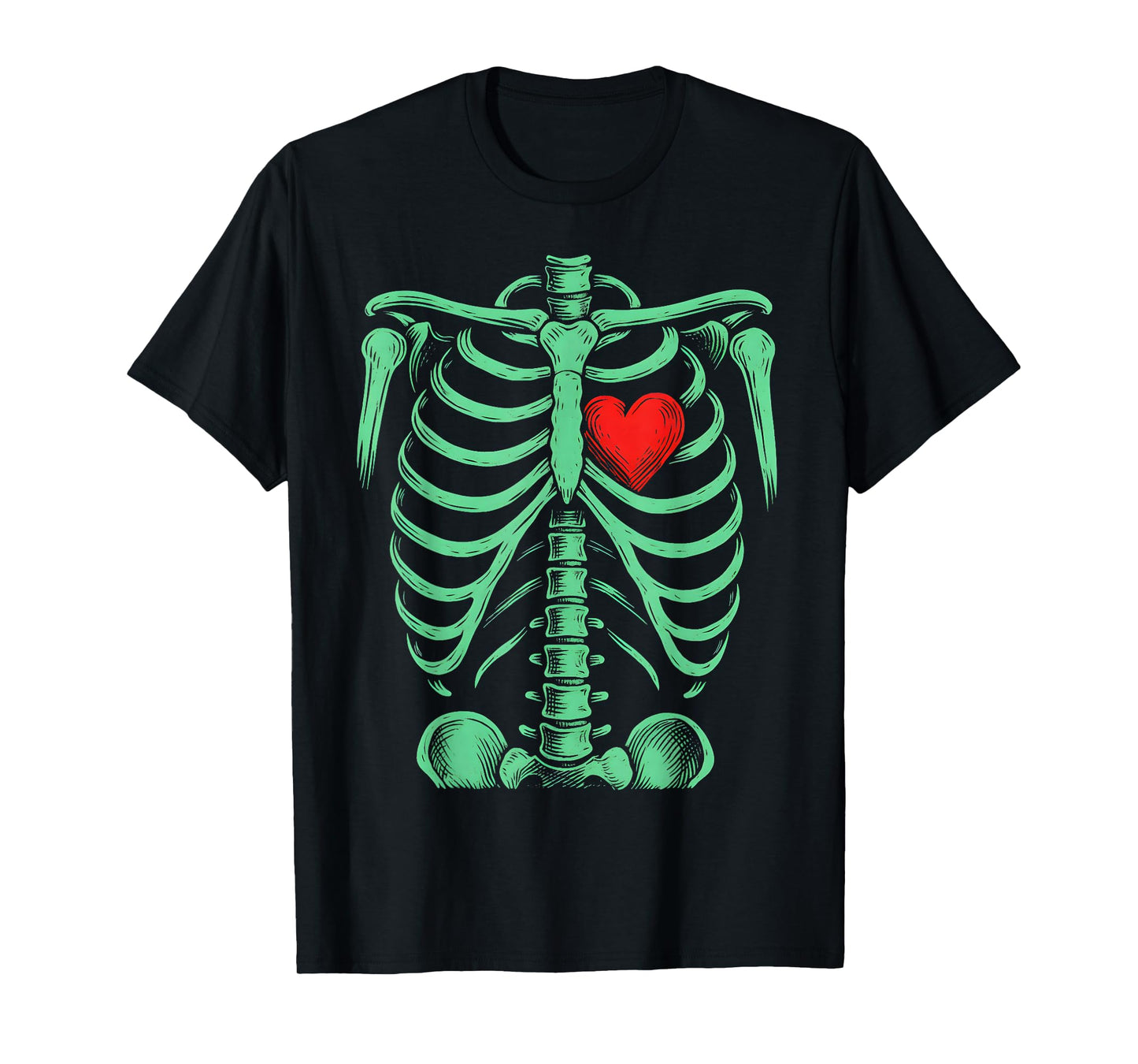 Gothic Skeleton Rib Cage Heart Halloween Love Spooky T-Shirt