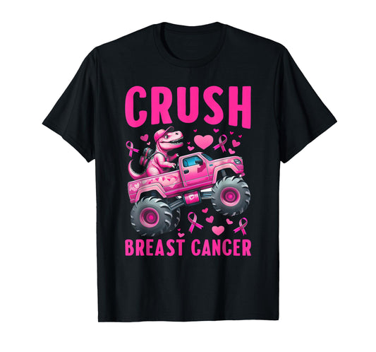 Crush Breast Cancer Awareness Monster Truck Toddler Boy Kids T-Shirt
