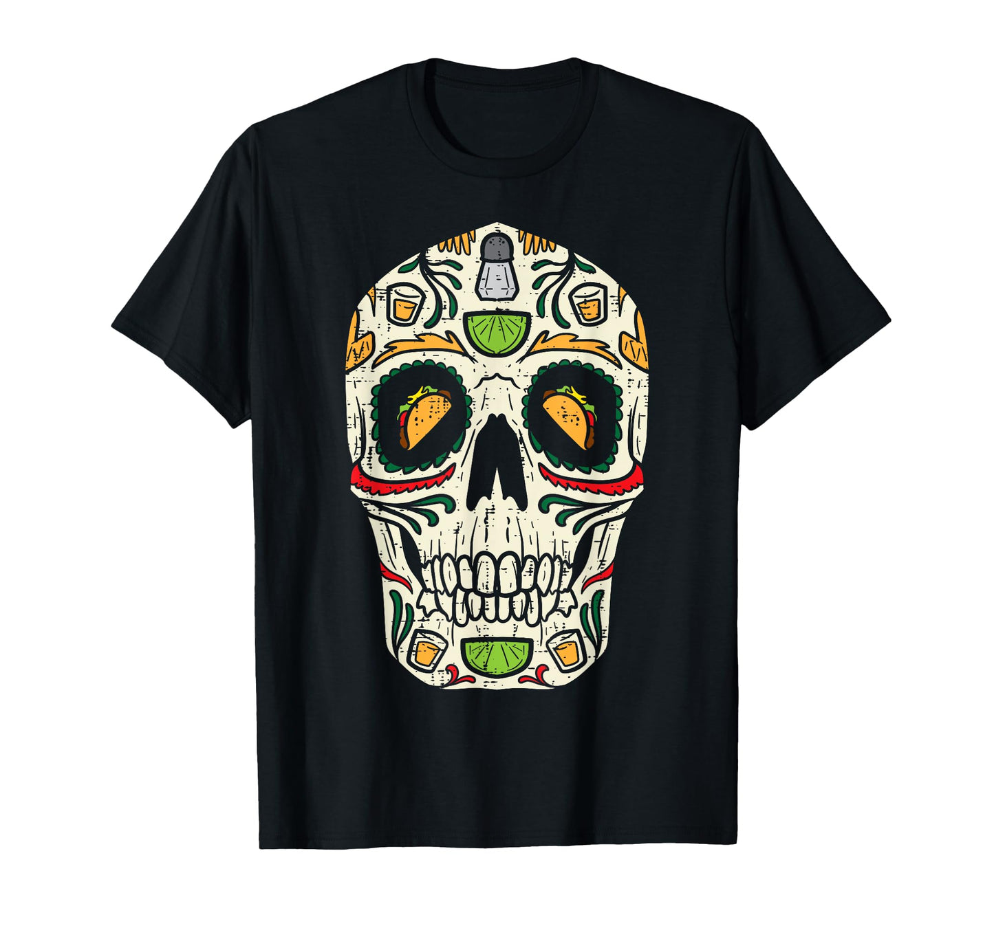 Sugar Skull Taco Tequila Pub Cinco De Mayo Calavera Mexican T-Shirt