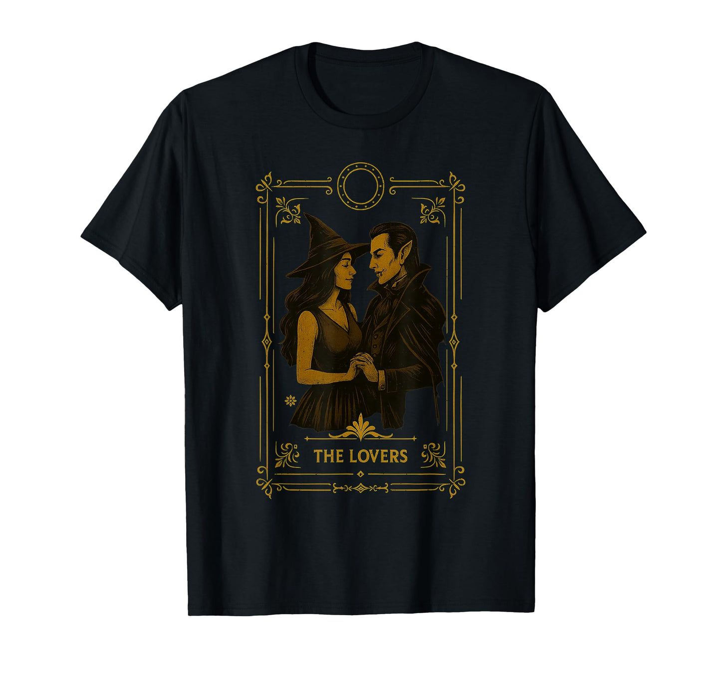 The Lovers Tarot Card Halloween Vintage Witch Vampire Spooky T-Shirt