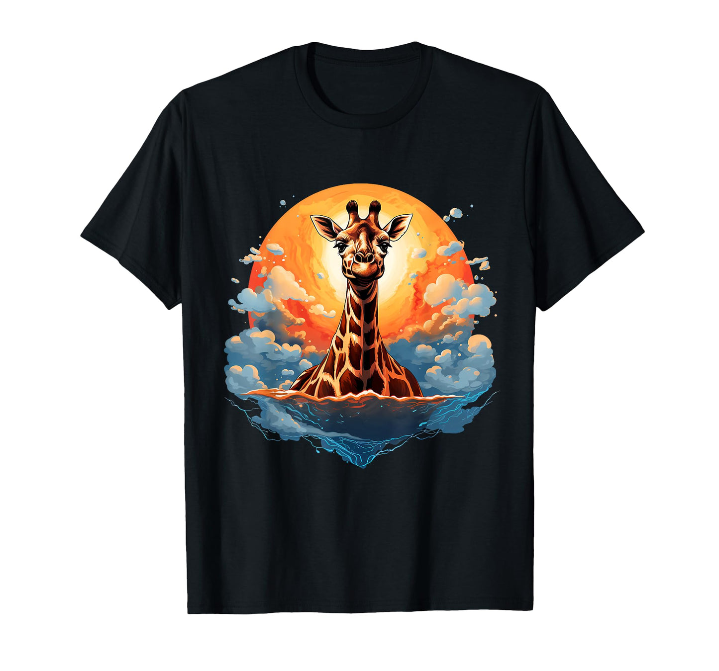 Giraffe Artwork Clouds Nature Sunset African Animal Lovers T-Shirt