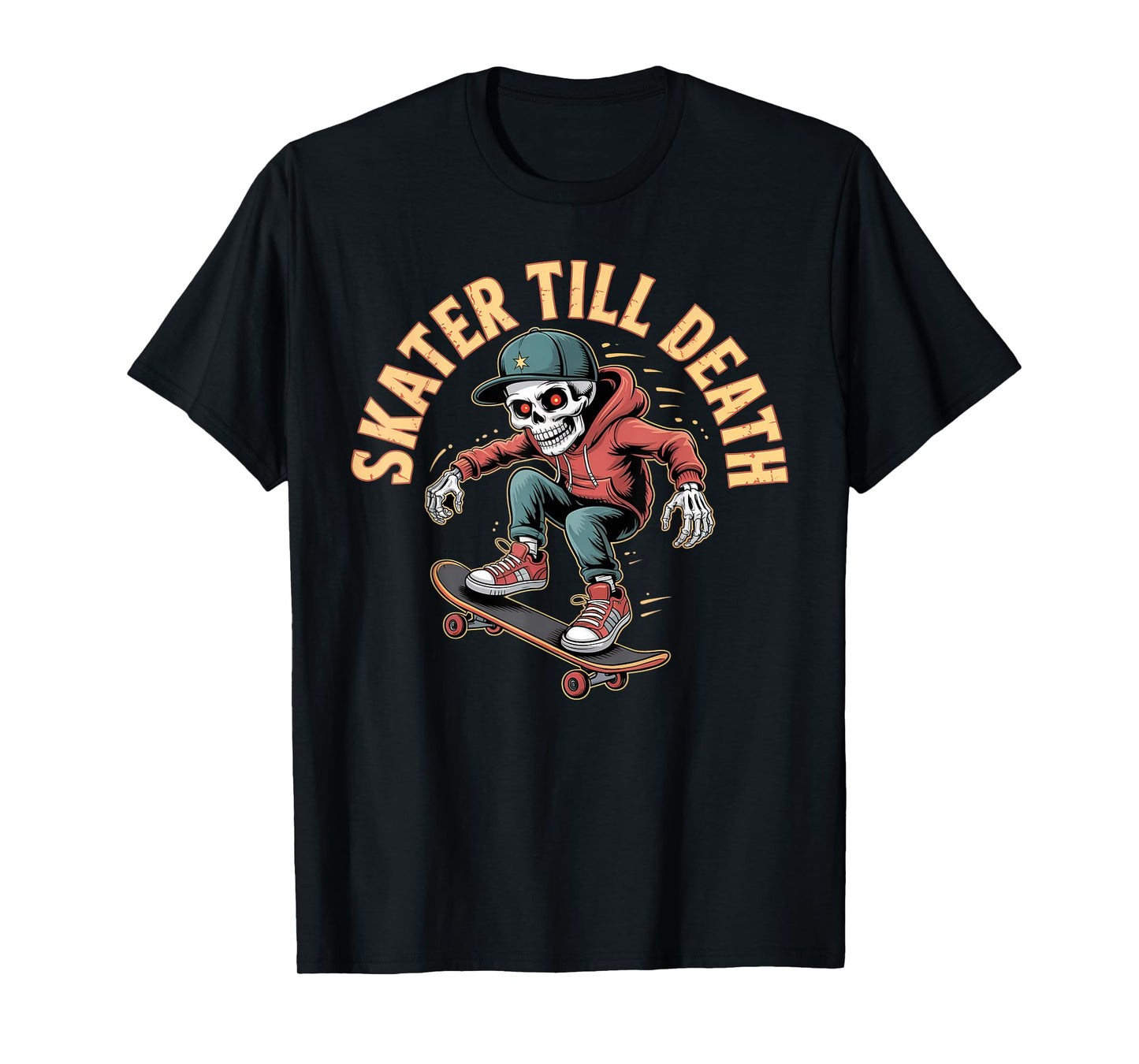 Skater Till Death Skeleton Skateboarding Design for Skaters T-Shirt