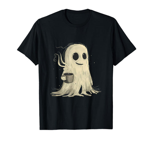 Spooky Ghost Costume Coffee Funny Halloween Costume T-Shirt