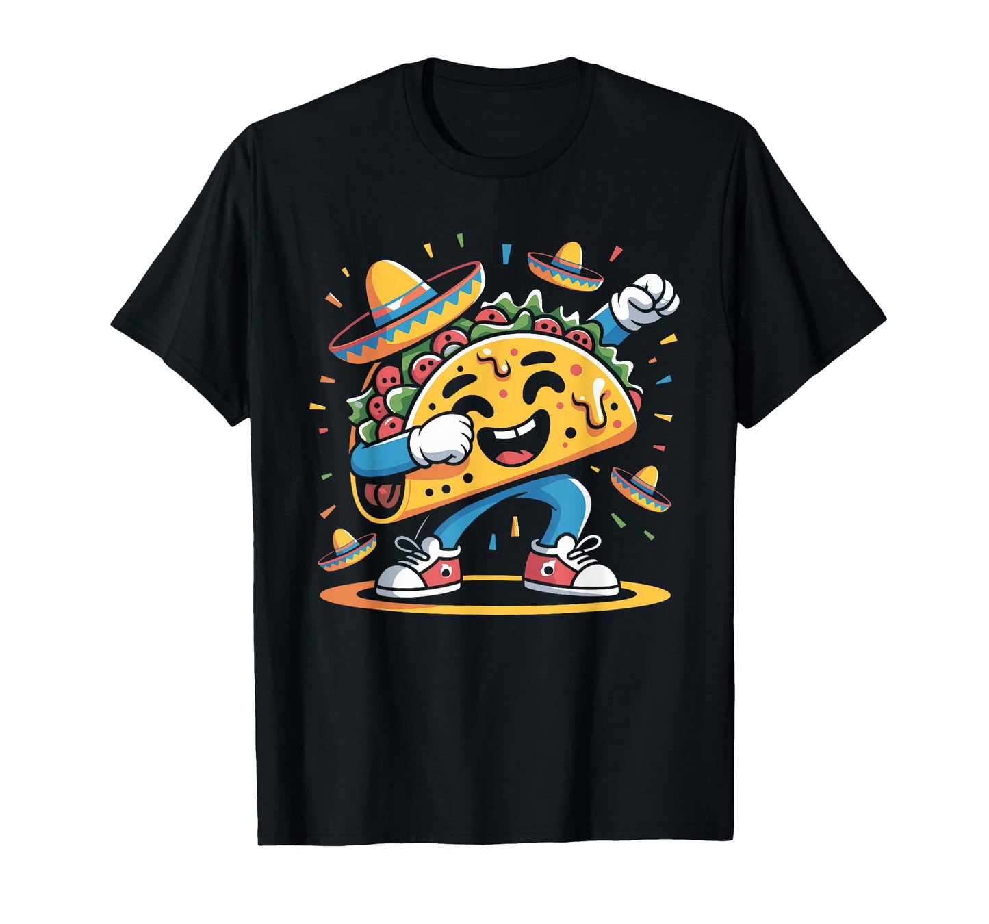 Funny Dabbing Taco with Sombrero Design T-Shirt