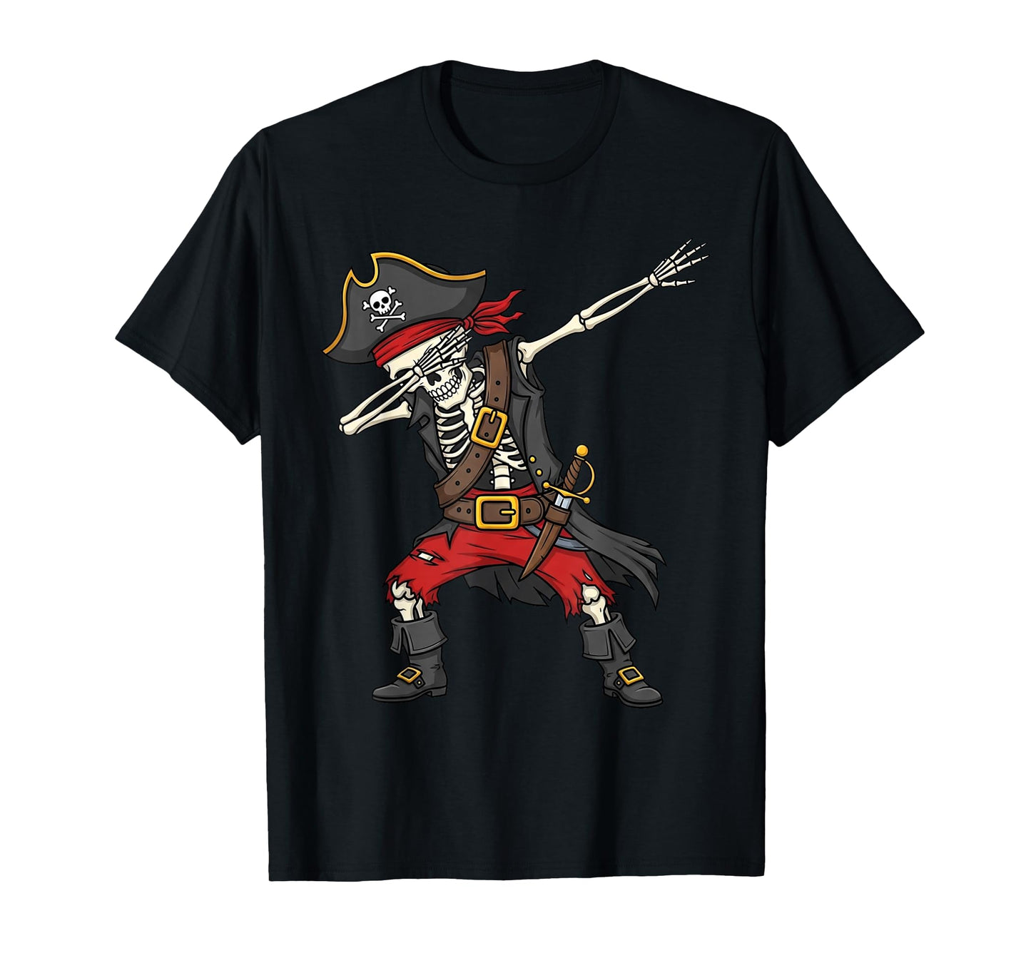 Dabbing Skeleton Pirate Halloween Costume T-Shirt