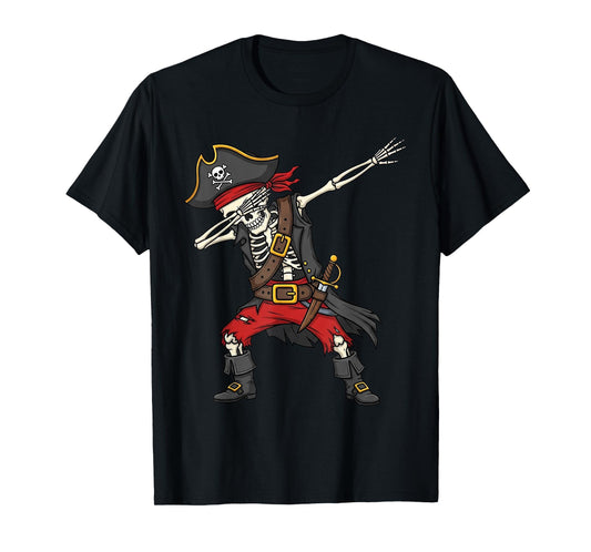 Dabbing Skeleton Pirate Halloween Costume T-Shirt