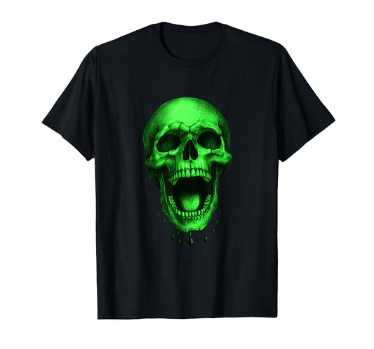 Neon Green Halloween Skull – Freaky! T-Shirt
