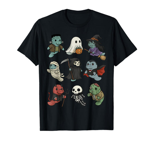 Cute Manatee Ghost Zombie Witch Halloween Costume Kids T-Shirt