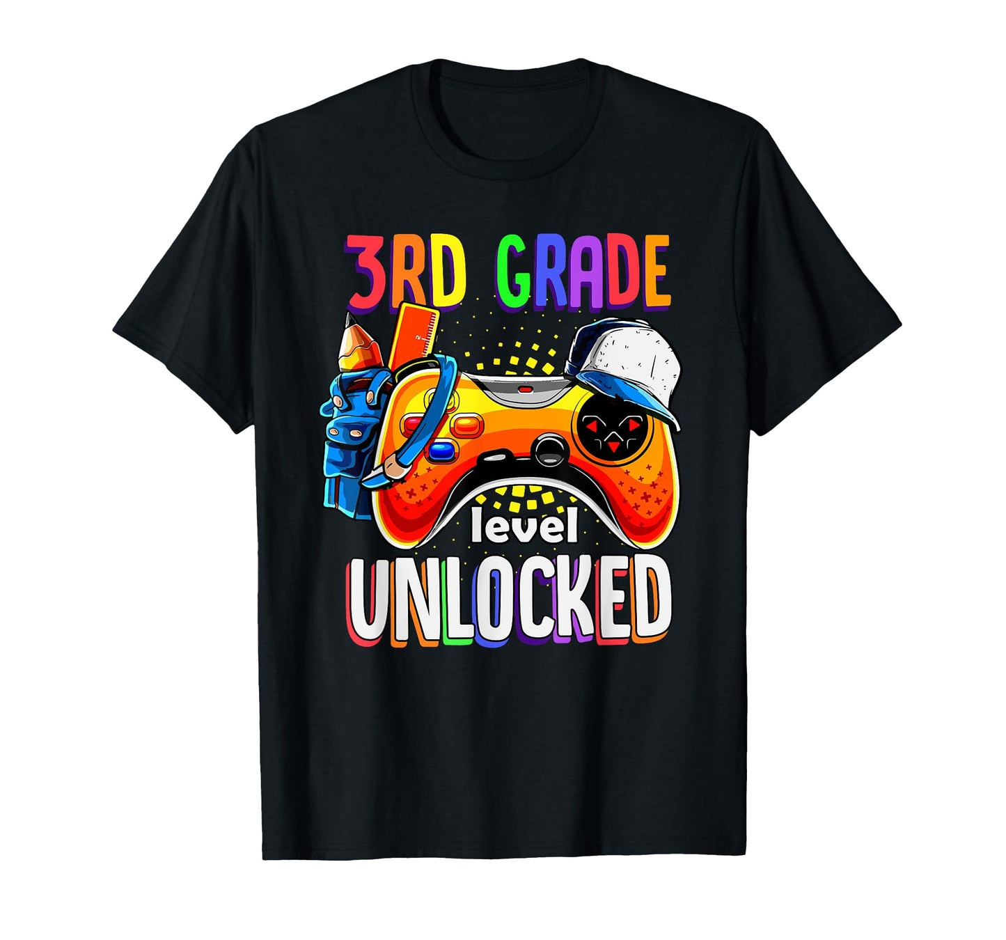 Gamer Back To School Gamepad 3rd Third Grade Level Unlocked T-Shirt