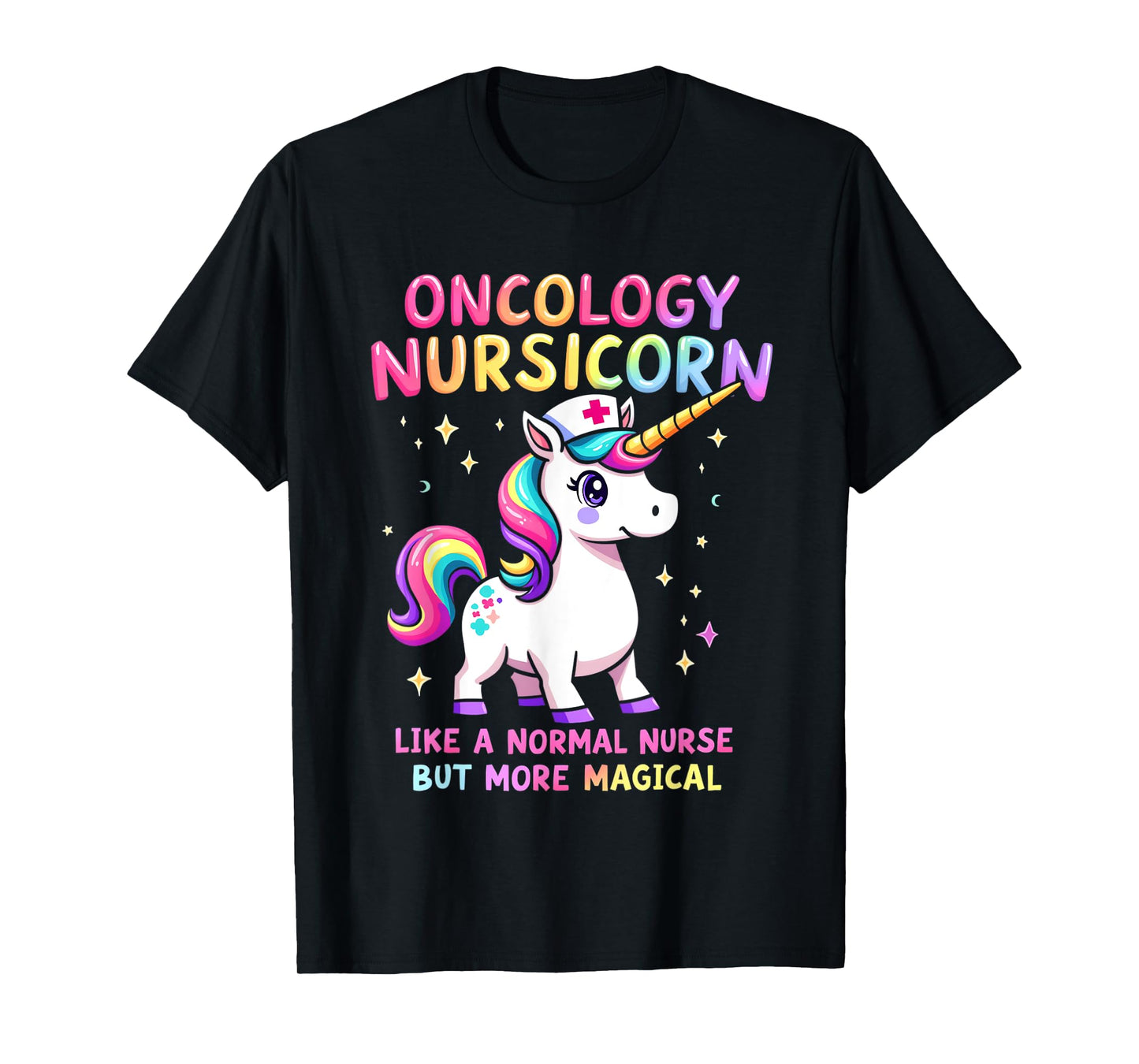 Funny Nurses Departments RN Apparel Unisex Black Short Sleeve Nursicorn T-Shirt - Small - Oncology Nurse T-Shirts