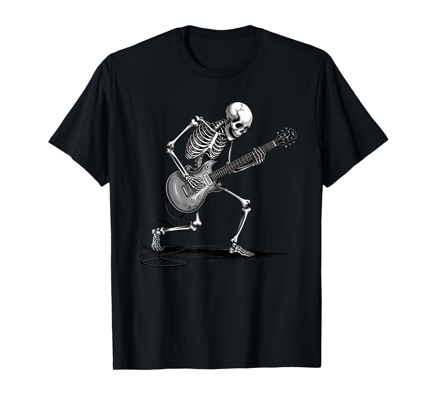 Rock and Roll Skeleton Guitarist Funny Halloween Musician T-Shirt