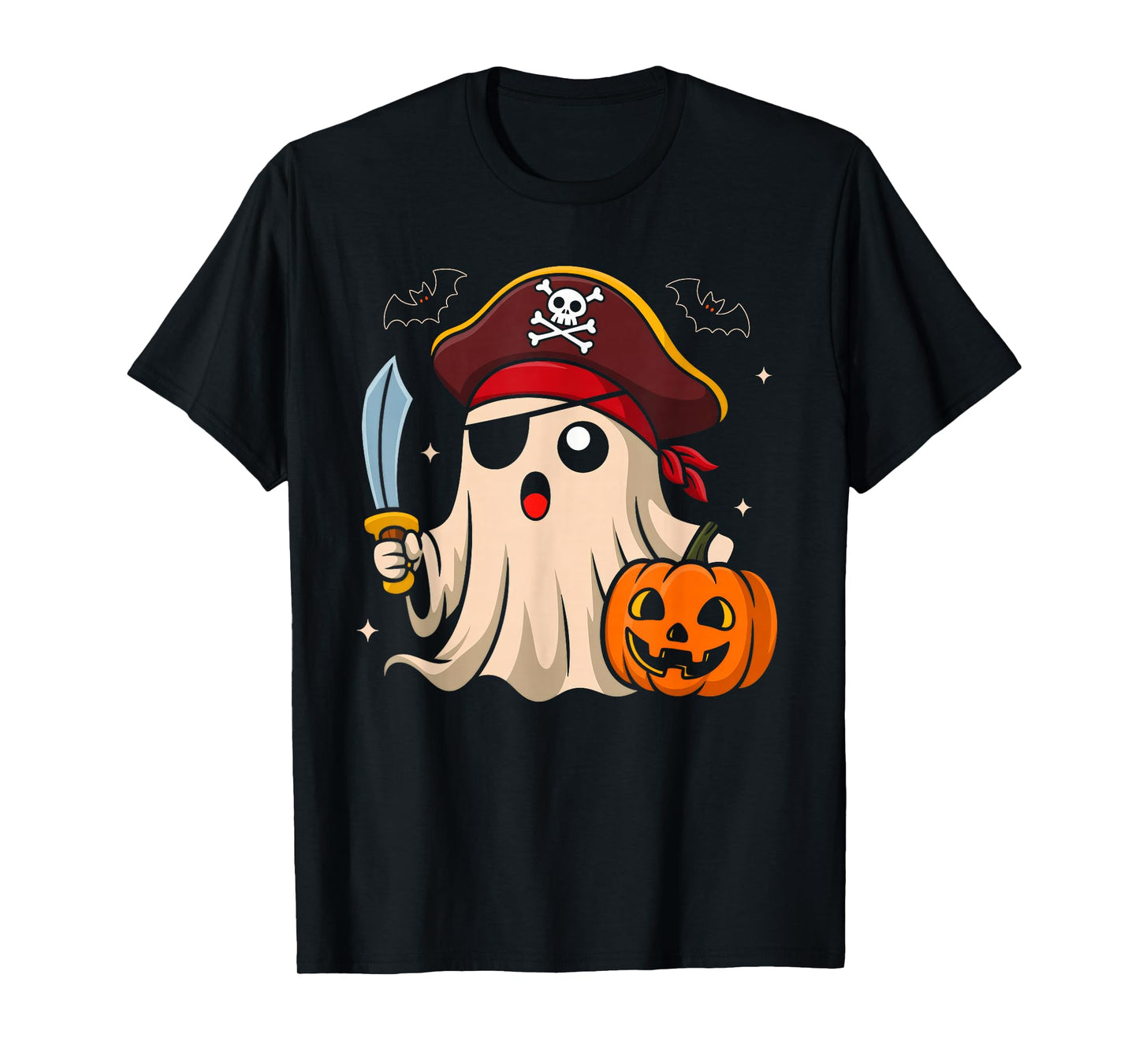 Pirate Halloween Ghost Pumpkin Costume Boys Girls Teens Kids T-Shirt