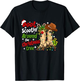 Boot Scootin' Around The Christmas Tree Country Western T-Shirt