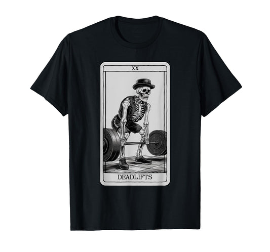 Skeleton Tarot Card Deadlifts Powerlifting Weightlifting Gym T-Shirt