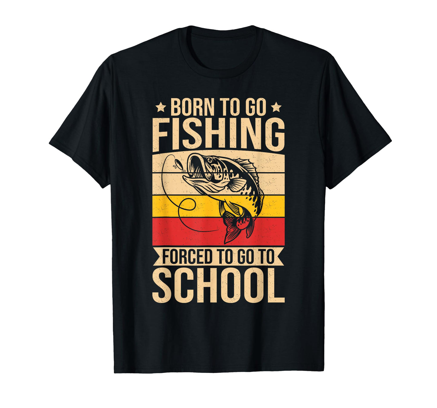 Boys Fishing Shirt Kids Men Born To Go Fishing Forced School T-Shirt