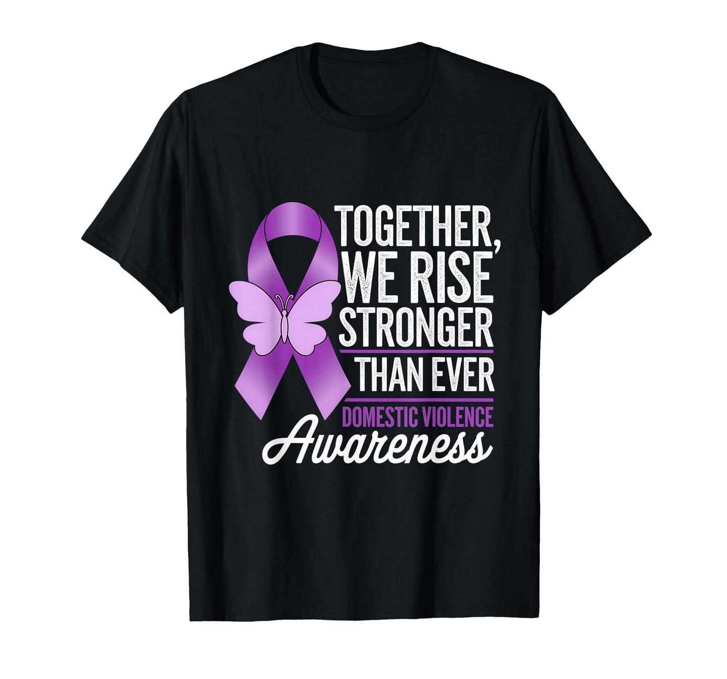 Domestic Violence Awareness Together We Rise Purple Ribbon T-Shirt