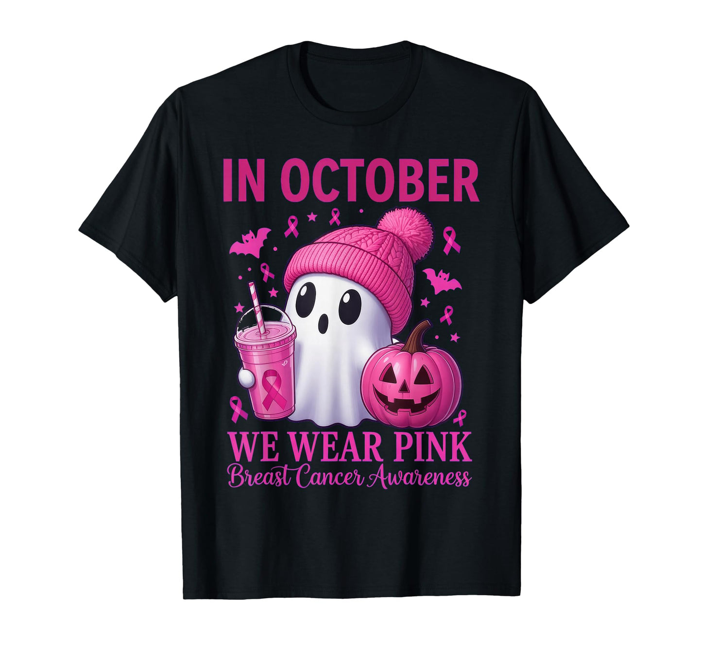 Breast Cancer Halloween Women in October We Wear Pink T-Shirt