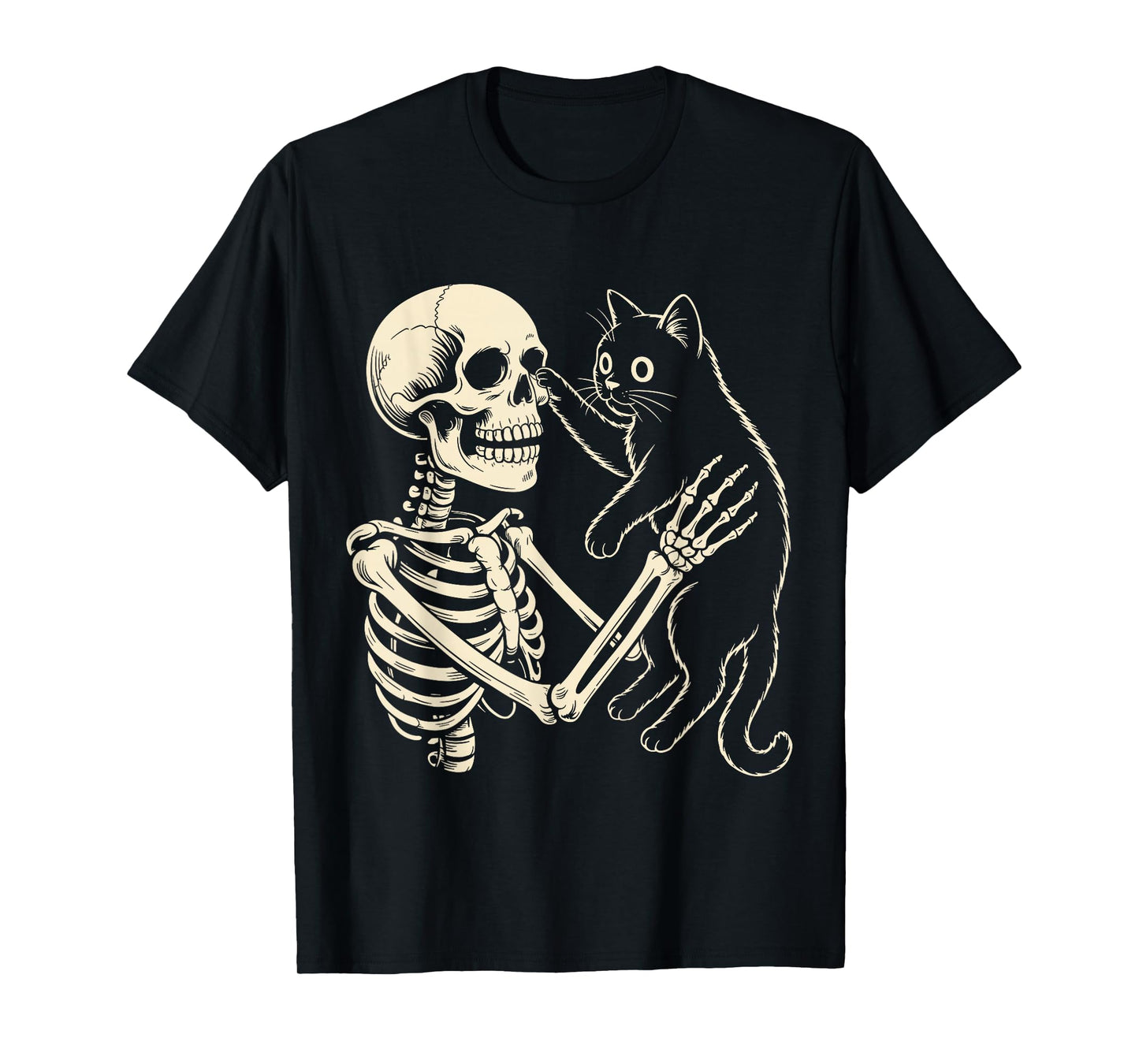 Black Cat Skeleton Halloween Pet Owner Goth T-Shirt