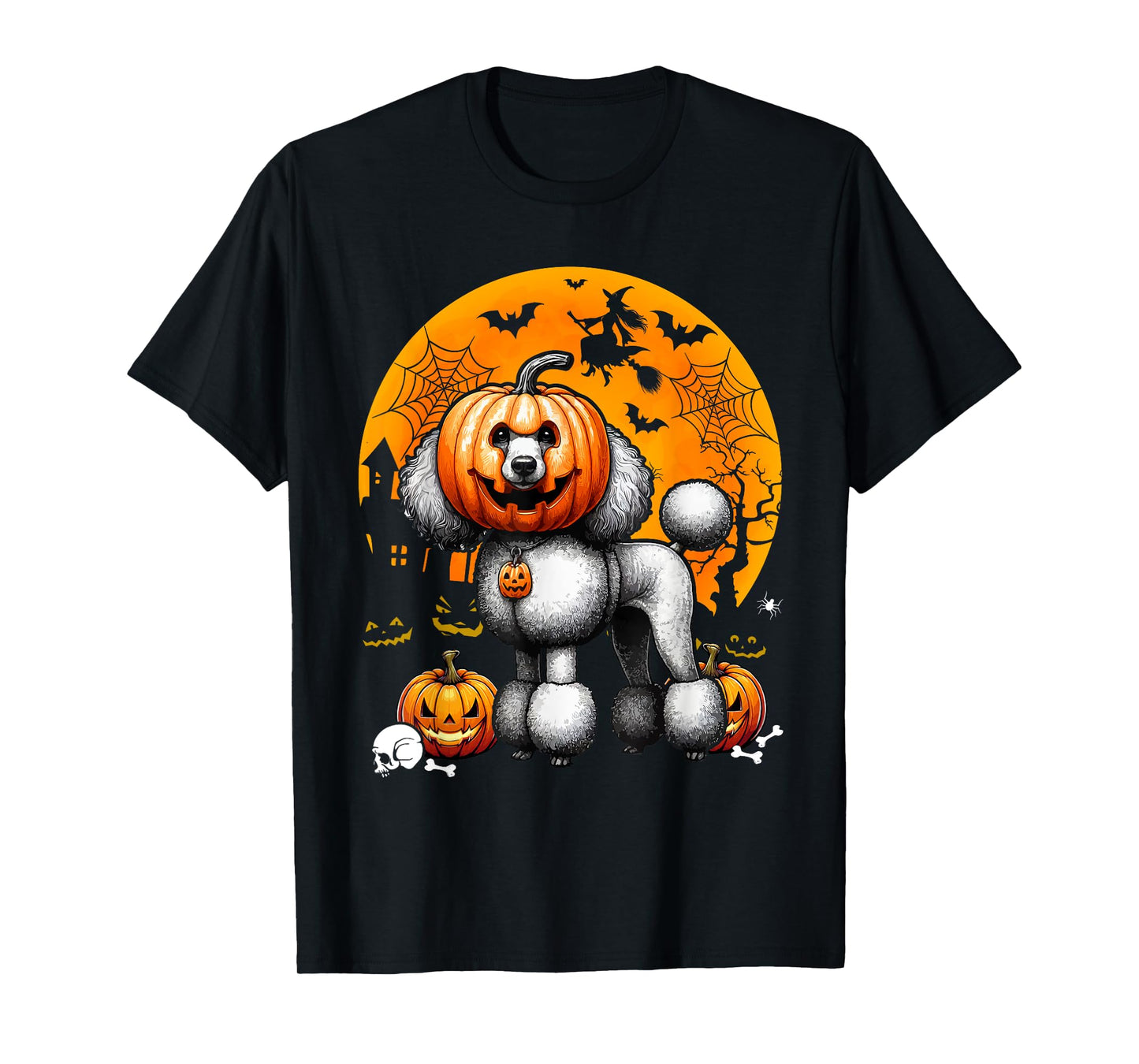 Poodle Cosplay Carved Pumpkins Horror Head Halloween Owner T-Shirt