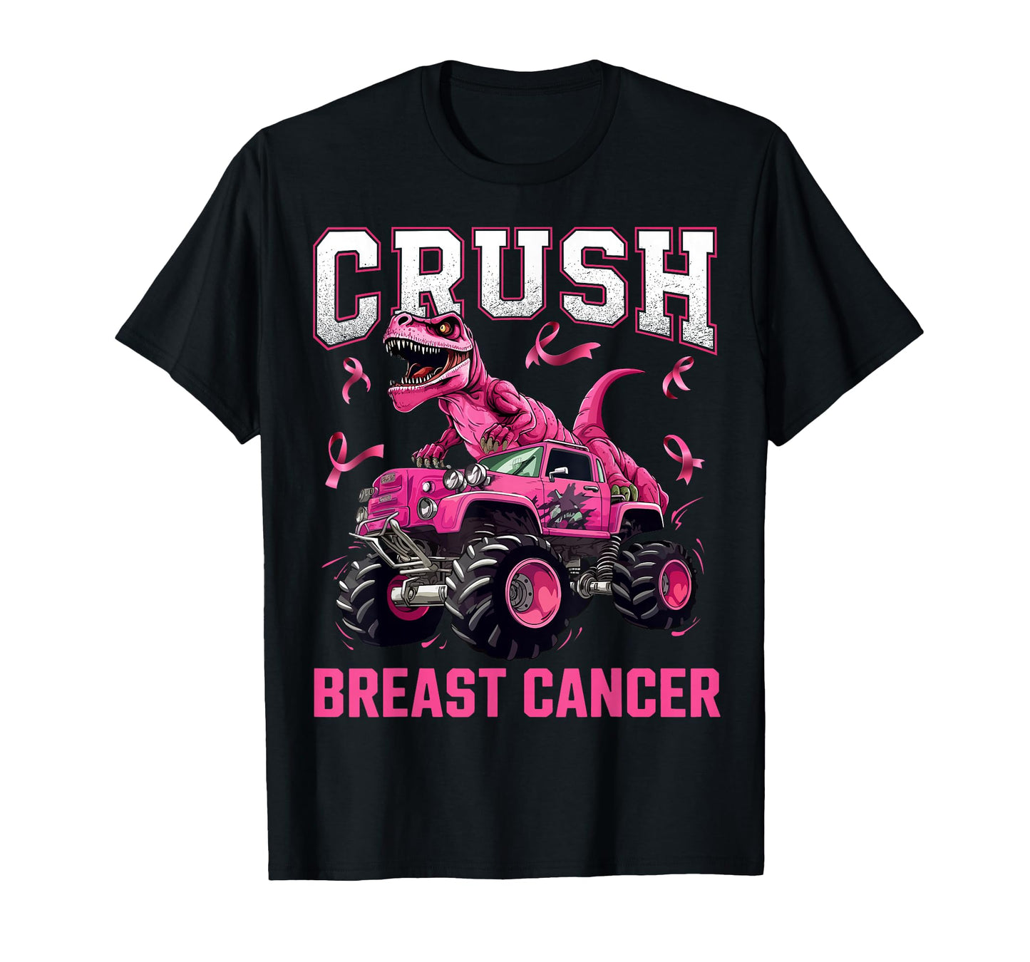 Crush Breast Cancer Awareness Monster Truck Toddler Boy Kid T-Shirt