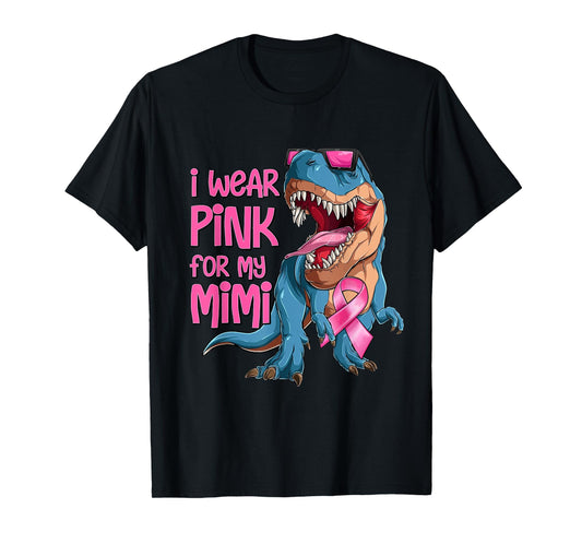 I Wear Pink For My Mimi Breast Cancer Awareness Dinosaur T-Shirt