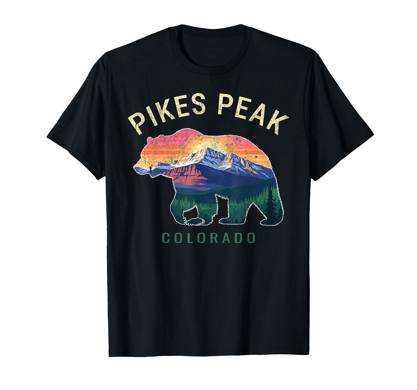 Colorado Pikes Peak Grizzly Bear Sunset Mountain Souvenir T-Shirt