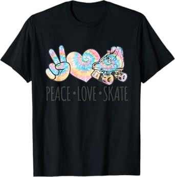 Tie Dye Roller Skating for Teen Girls | Peace Love Skate T-Shirt